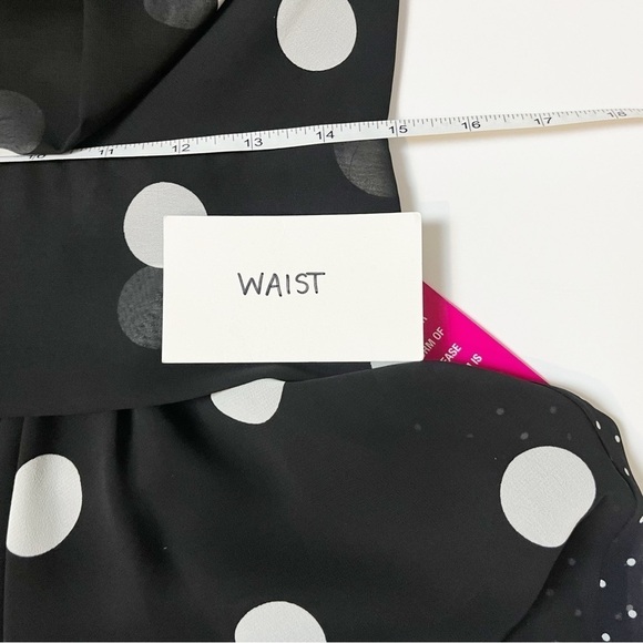 Eliza J NWT Black Polka Dot Midi Dress 8 high low wrap long sleeve flowy V neck - Picture 12 of 13